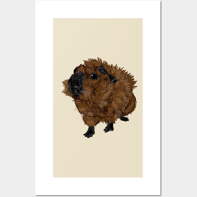 Nice Artwork showing a californian-colored Abyssinian Guinea Pig II Wall Art by JDHegemann